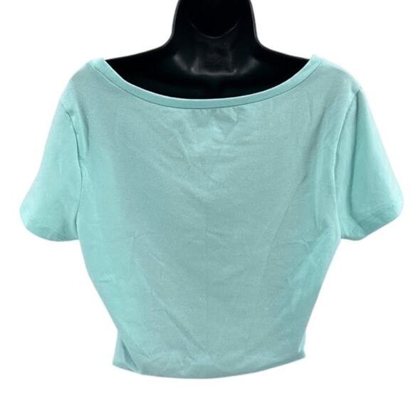 Wild Fable Cropped T-Shirt WMNS XL Pullover Mint Green Short Sleeve Scoop Neck - Picture 4 of 6